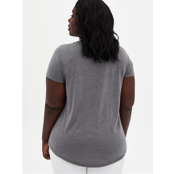 Torrid Girlfriend Signature Jersey V-Neck Heather Gray Classic Fit Tee - Picture 7 of 13